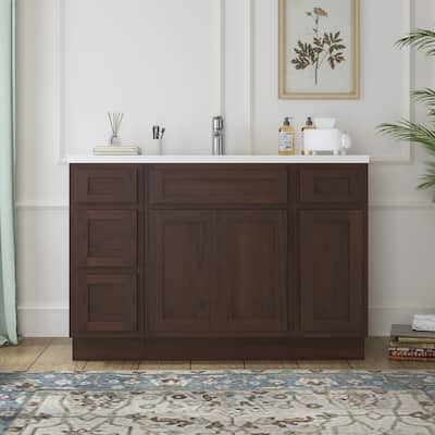 Vanity Art 48" Oak Freestanding Bathroom Vanity Cabinet without Top