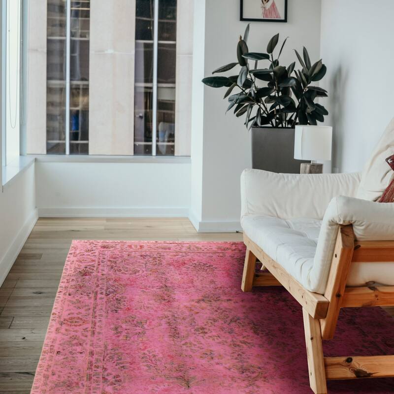 ECARPETGALLERY Hand-knotted Color Transition Pink Wool Rug - 6'4 x 10'0