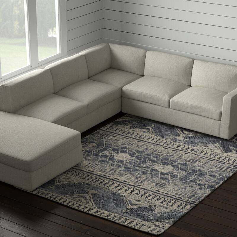 HomeRoots Floral Lodge Rectangle Area Rug - 180.00 in. x 138.00 in. x 0.28 in. - 180.00 in. x 138.00 in.  x 0.28 in.