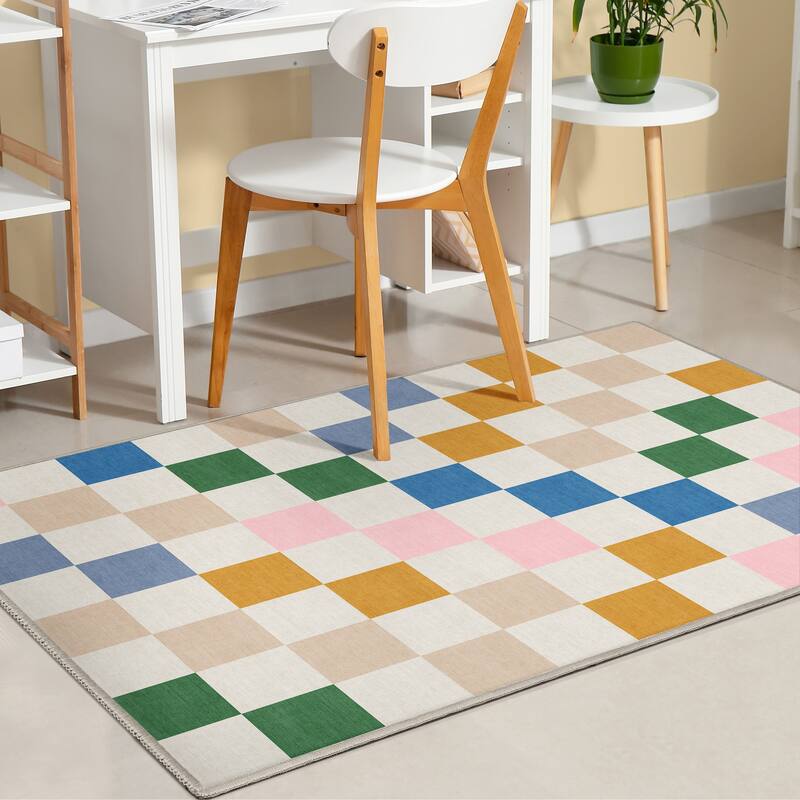 Well Woven Apollo Square Modern Geometric Flat-Weave Area Rug - 3' 3" x 5' - Kids Multi Color