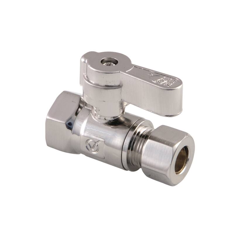 Kingston Brass 3/8" FIP X 3/8" OD Comp Straight Stop Valve - Brushed Nickel