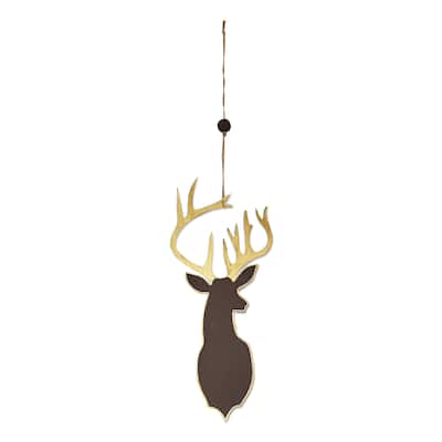 Hanging Stag Decor - Multicolor Iron Sculpture for Holiday and Everyday Decor - 17" H x 7" L x 0.25" W