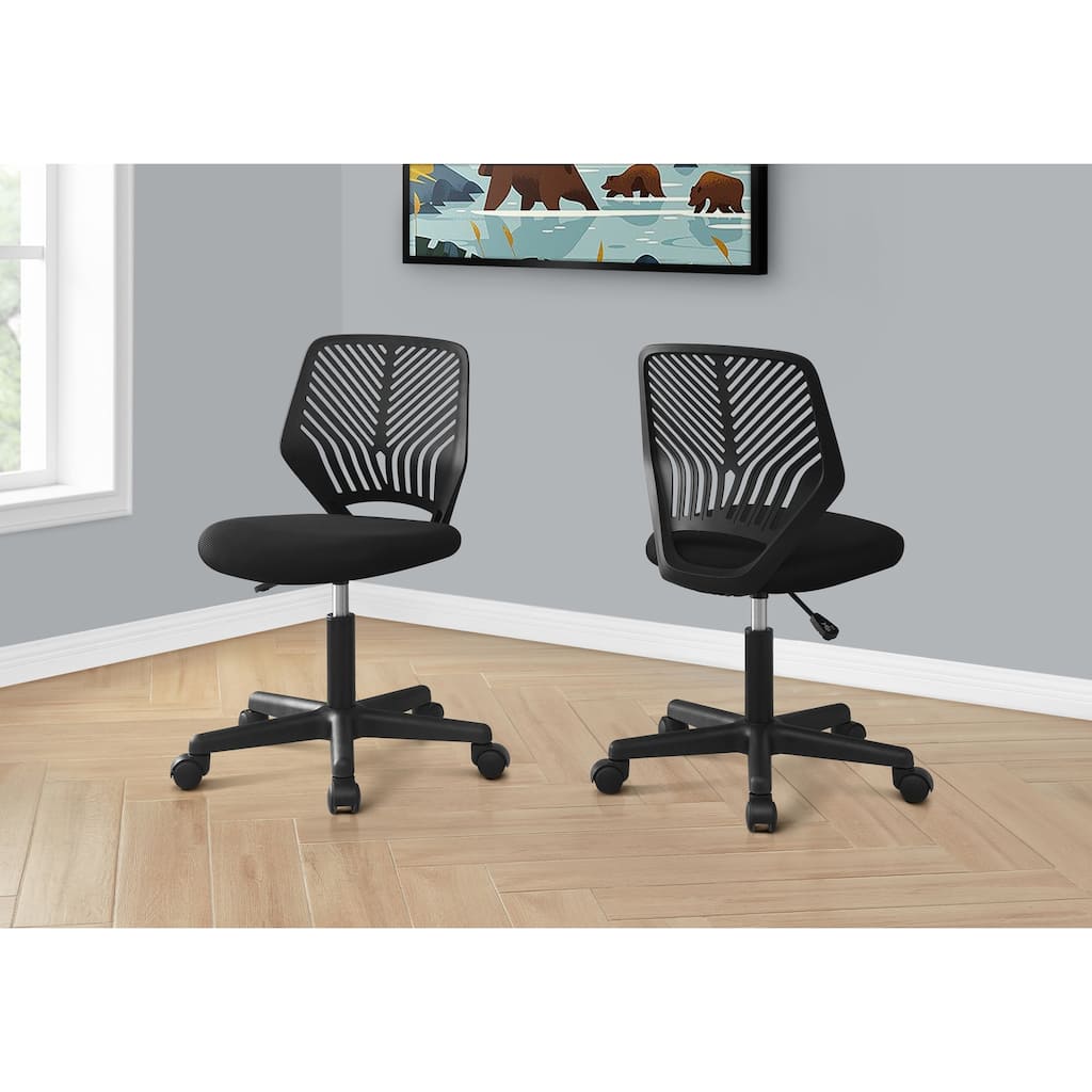 Adjustable Black Juvenile Office Chair with Ergonomic Back, Padded Seat, Swivel Base and Rolling Casters