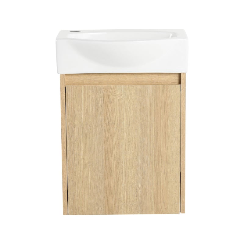 16 in. W Single Sink Freestanding Bath Vanity with White Resin Top