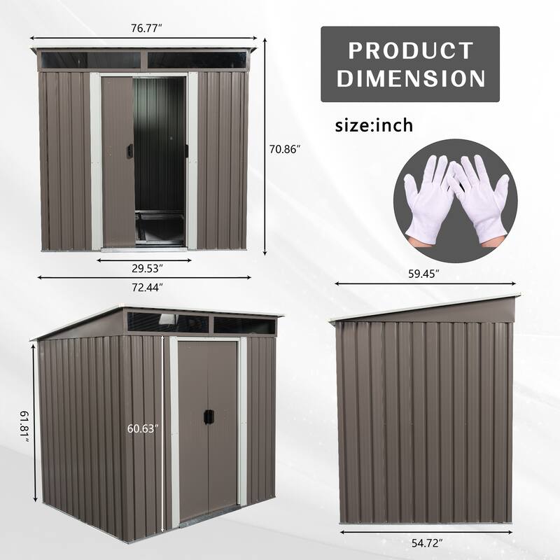 Rustproof Galvanized Steel Storage Shed Garden Shed with Sliding Lockable Doors & Tilted Roof Waterproof Tool Shed