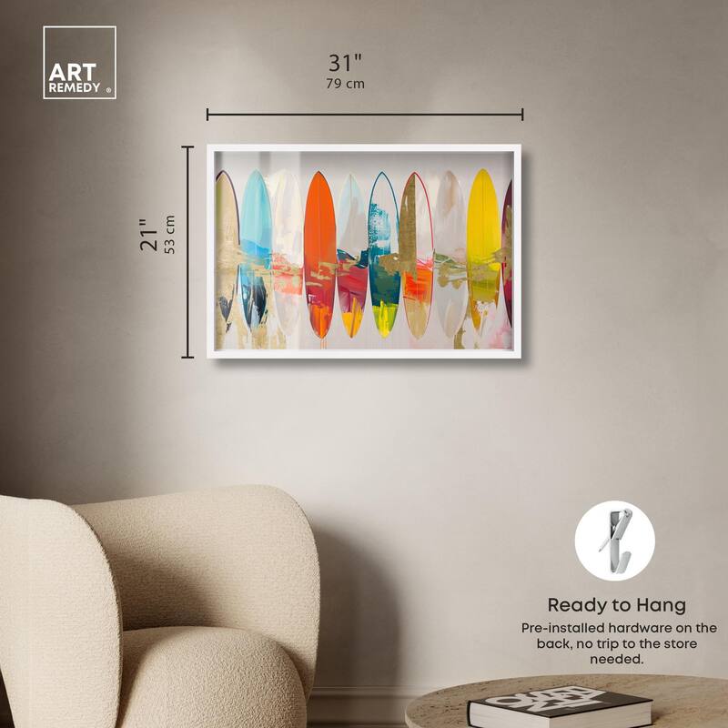 Surfboard Horizons II Shadowbox by Art Remedy