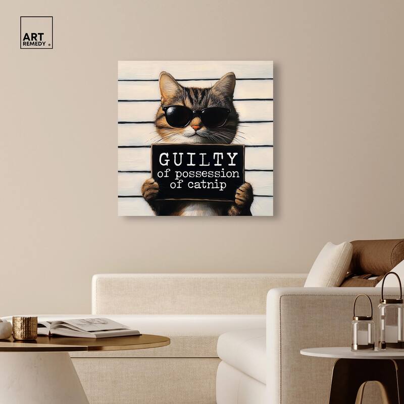 Guilty of Catnip Canvas by Art Remedy, Gallery Wrapped