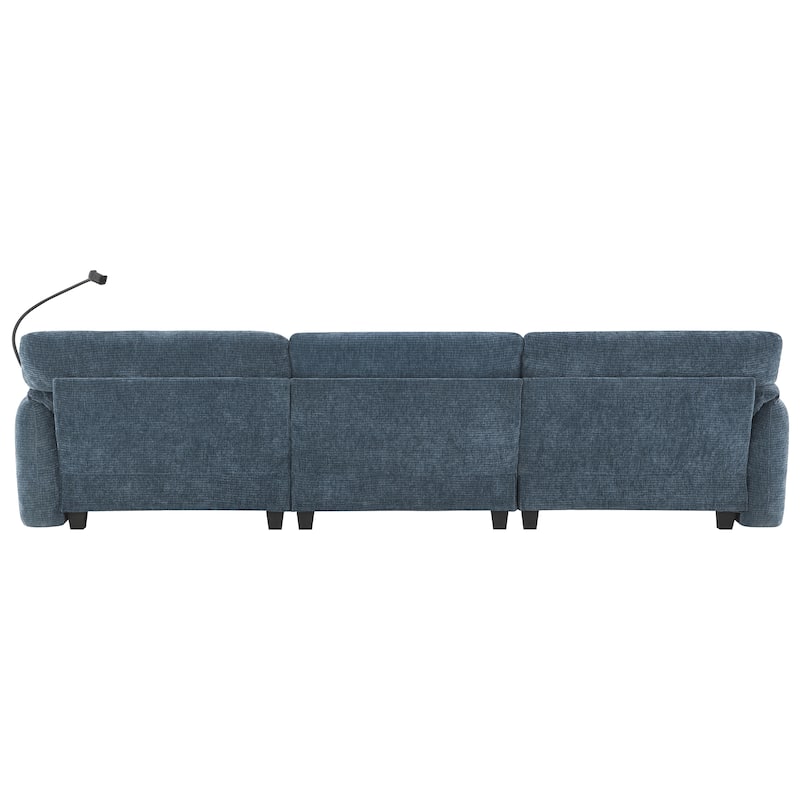 108" L-Shaped Chenille Sectional Sofa with USB & Wide Seats