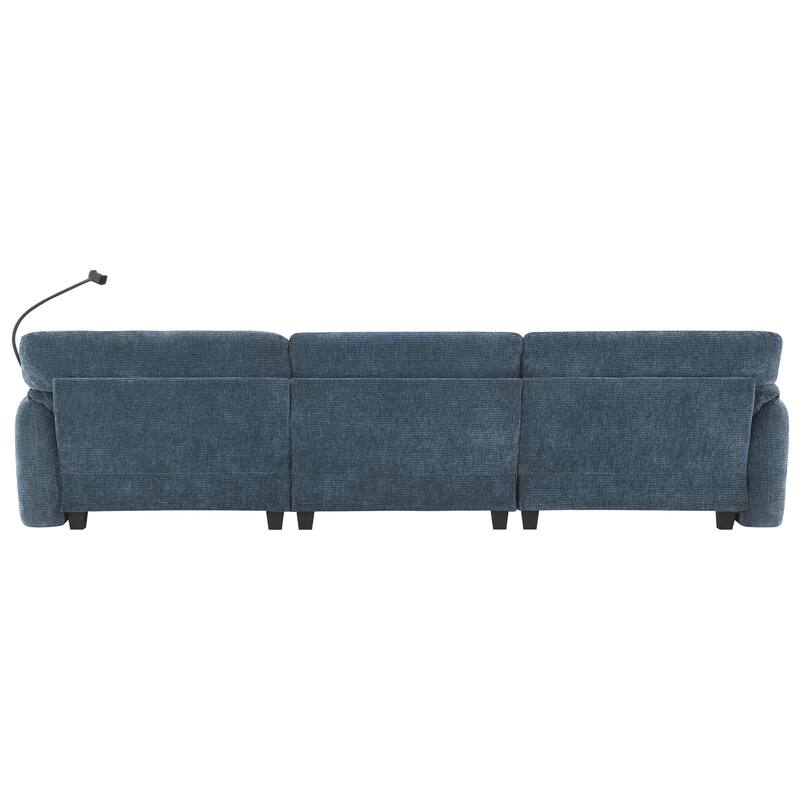 108-In Chenille Modular Sectional Sofa,L Shape Sofa with USB and Type-C Charger, Phone Holder and 2 Storage Pockets