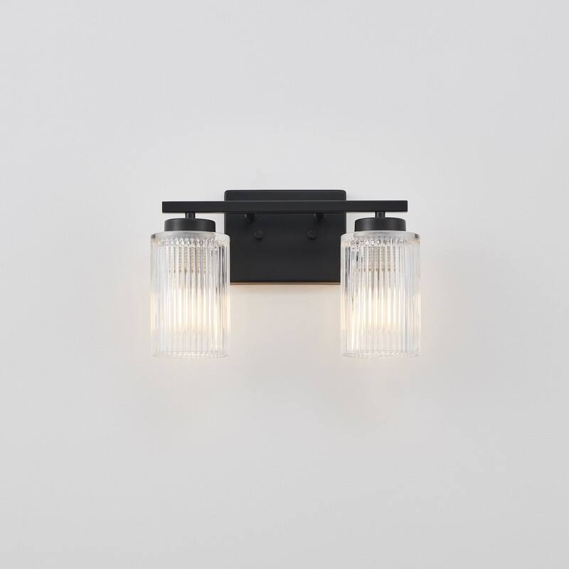 KAWOTI 8.6"H Contemporary Bathroom Vanity Light with Flutted Glass