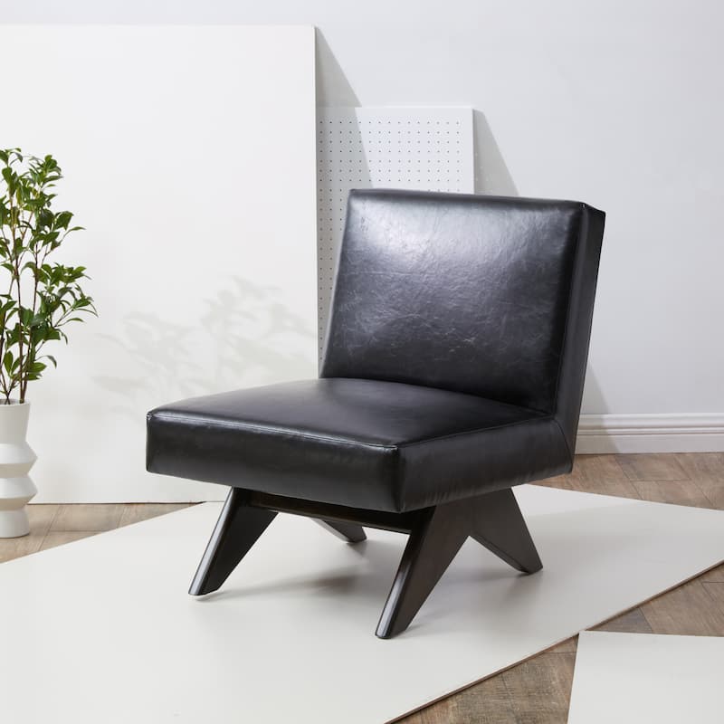 SAFAVIEH Couture Todora Vegan Leather Accent Chair - 24 In. W x 32 In. D x 30 In. H - 24Wx32Dx30H