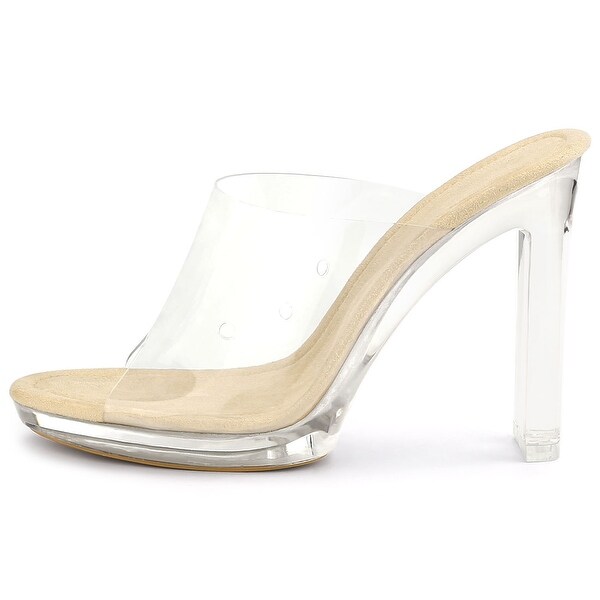 clear platform block heels