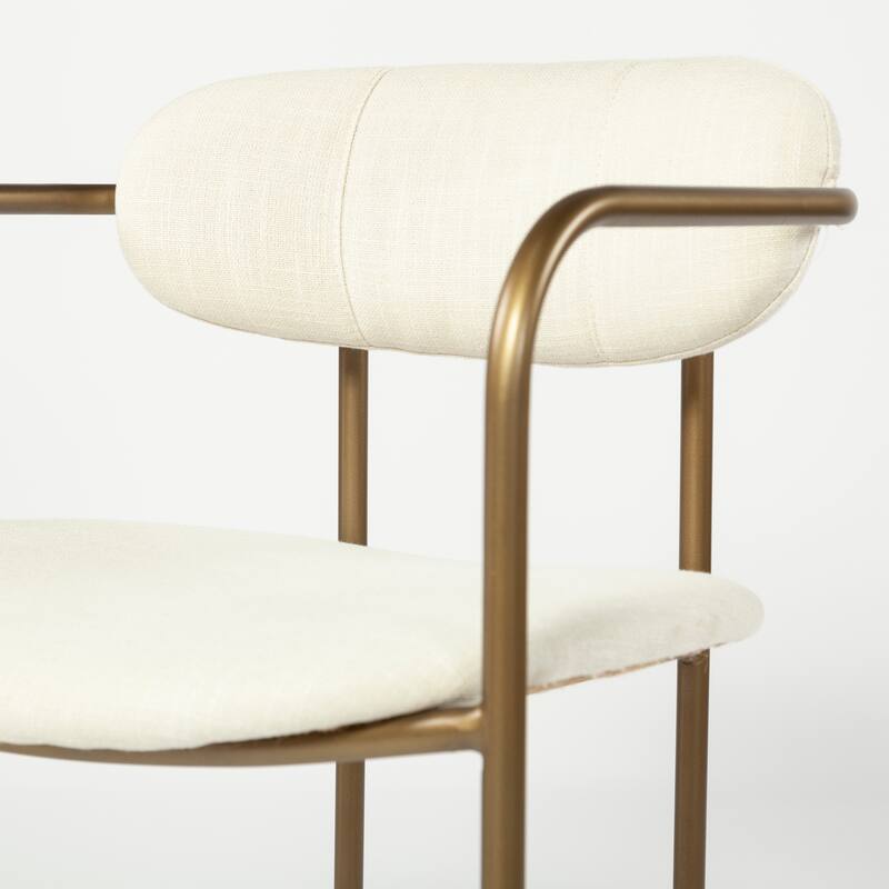 Parker I Cream Fabric Seat Gold Metal Frame Dining Chair - 22"W x 21"D x 29"H