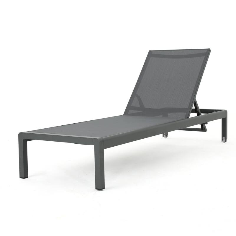 Roomfitters Adjustable Outdoor Chaise Lounge Chair, Modern Patio Recliner with Aluminum Frame