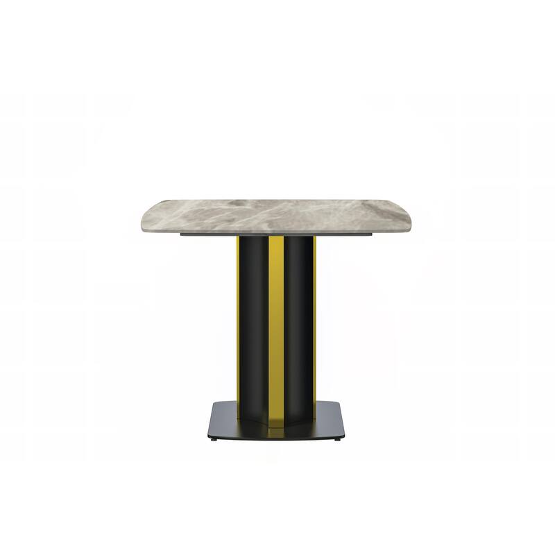 Sylva Dining Table Rectangular Tabletop in Gold Pedestal Base
