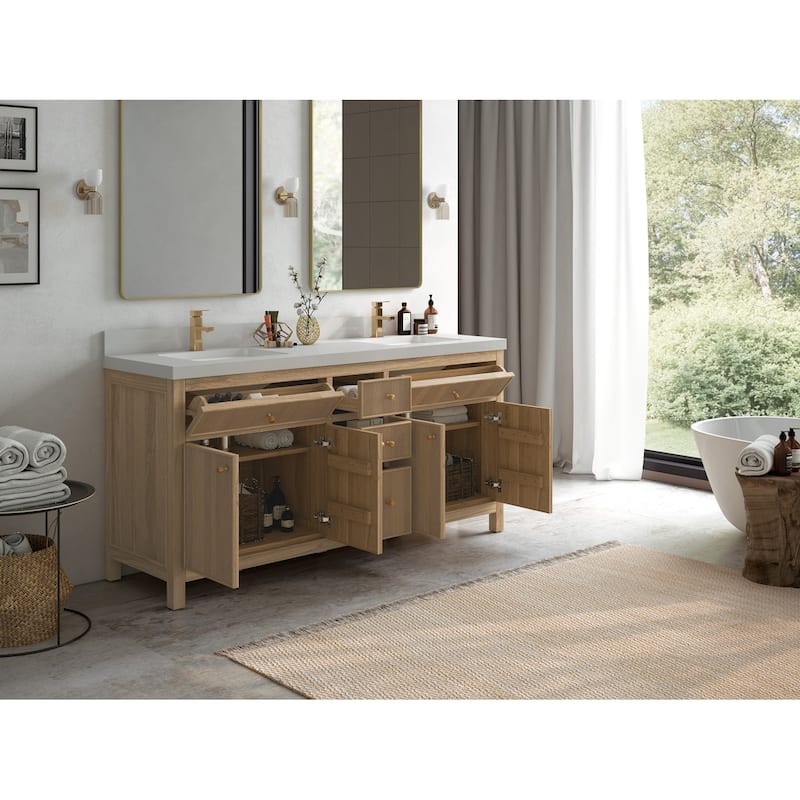 Willow Collections 72 in. W x 22 in. D Sonoma Teak Double Sink Bathroom Vanity with Countertop