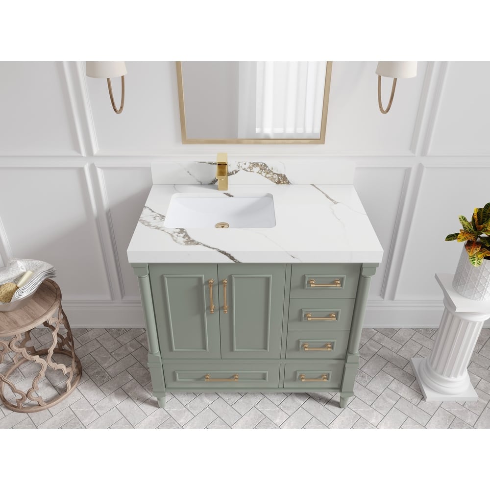 Willow Collections 36 in. W x 22 in. D Aberdeen Left Offset Sink Bathroom Vanity with Countertop