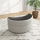 preview thumbnail 4 of 9, Upholstered Chenille Boucle Half Moon Storage Ottoman with Tray