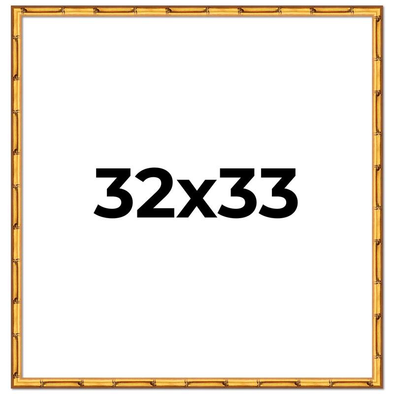 32x33 Frame Gold Bamboo Solid Wood Picture Frame | 1 Inch Moulding
