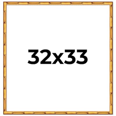 32x33 Frame Gold Bamboo Solid Wood Picture Frame | 1 Inch Moulding
