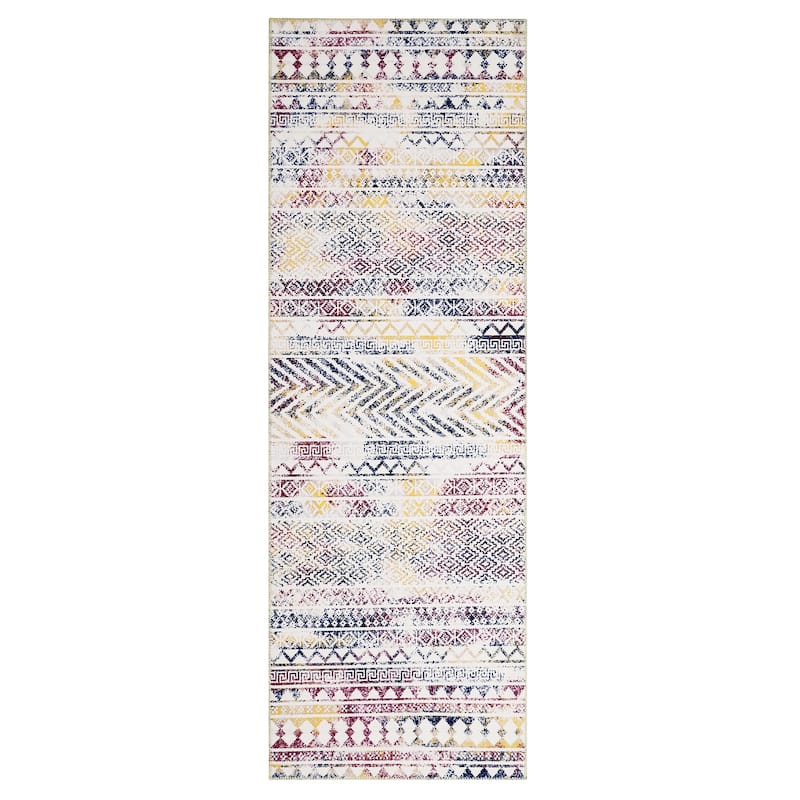 Garvee Moroccan Geometric Machine Washable Area Rug - 2' x 12' Runner - Colorful