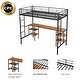 preview thumbnail 6 of 13, Black Twin Size Metal Loft Bed with Table, Shelves, Heavy-duty Sturdy Metal, Built-in Table, Safety Guardrail