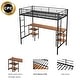 preview thumbnail 6 of 13, Twin Size Metal Loft Bed with Table, Shelves, Heavy-duty Sturdy Metal, Built-in Table, Safety Guardrail
