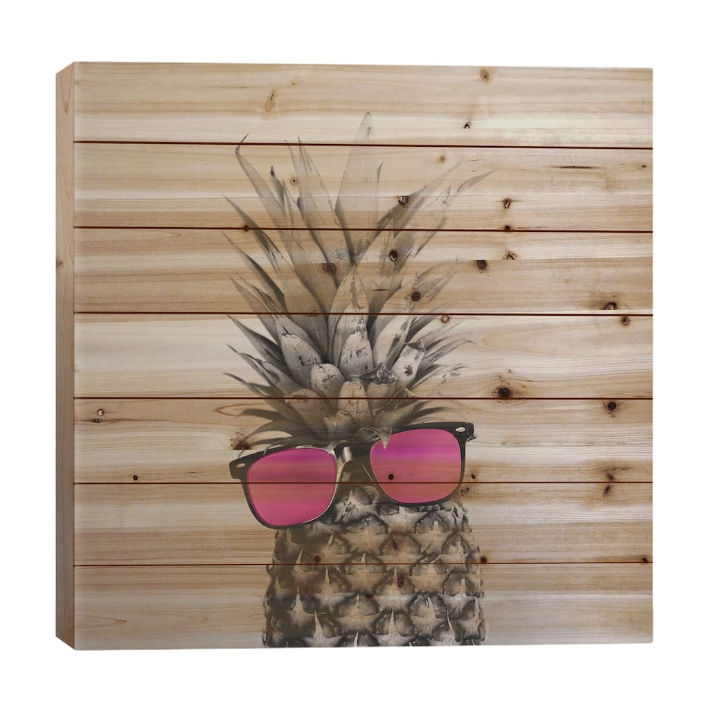 Mrs. Pineapple Print On Wood by Chelsea Victoria - Multi-Color