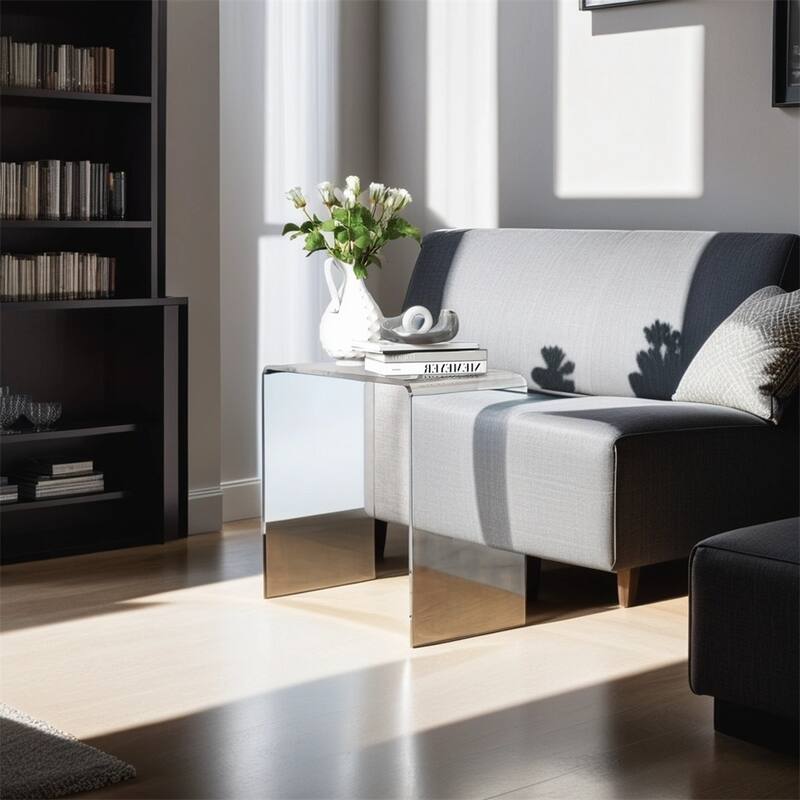 21" Long Rectangle All Acrylic Waterfall Coffee Table, Clear - Clear