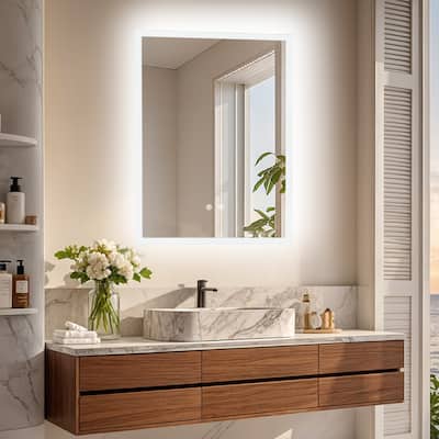 Rectangle Wall LED Bathroom Mirror Backlight Anti-fog Makeup Mirror Horizontal or Vertical