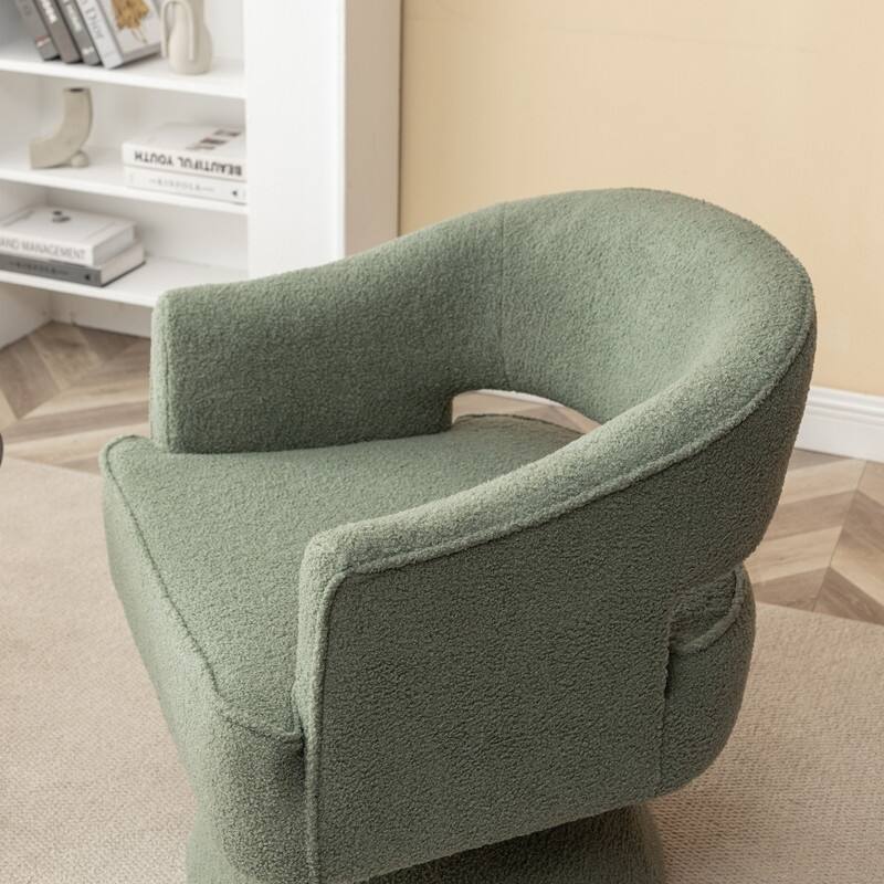 SEYNAR Modern Glam Open Back Velvet Upholstered Round Swivel Accent Arm Barrel Chair for Living Room