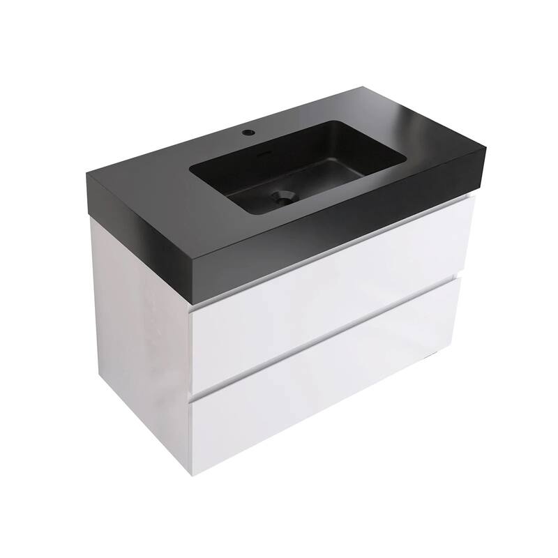 Single Sink Floating Bath Vanity in with Solid Surface Top