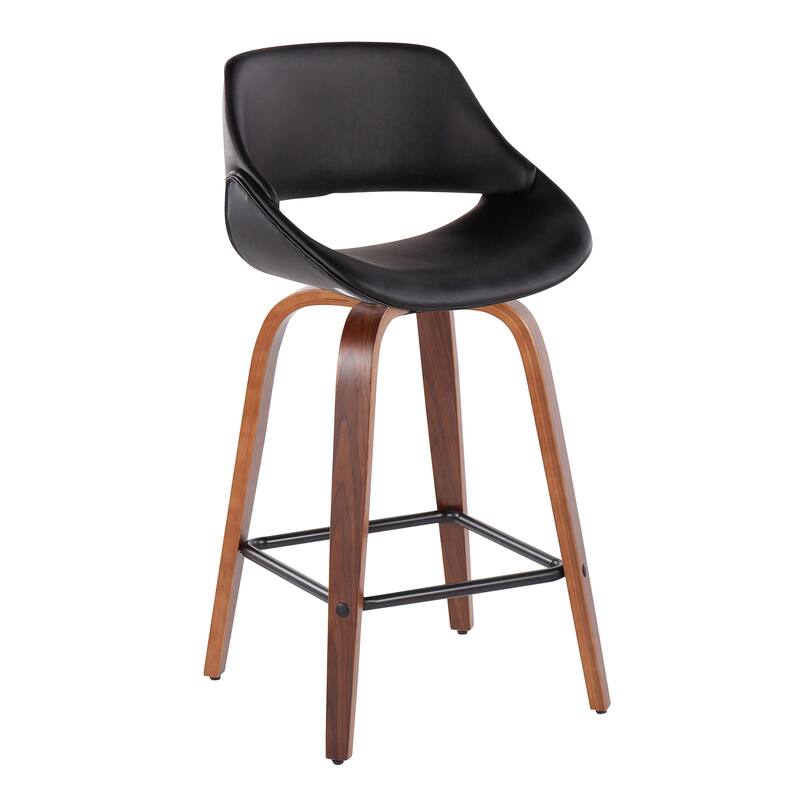 Carson Carrington Svellingen 26" Fixed-Height Counter Stool with Square Footrest (Set of 2) - Black Faux Leather