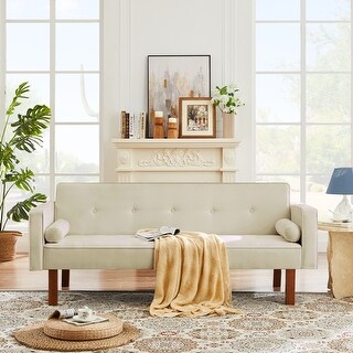 Modern Linen Fabric Sleeper Sofa Bed Convertible Fold Futon Couch Bed ...