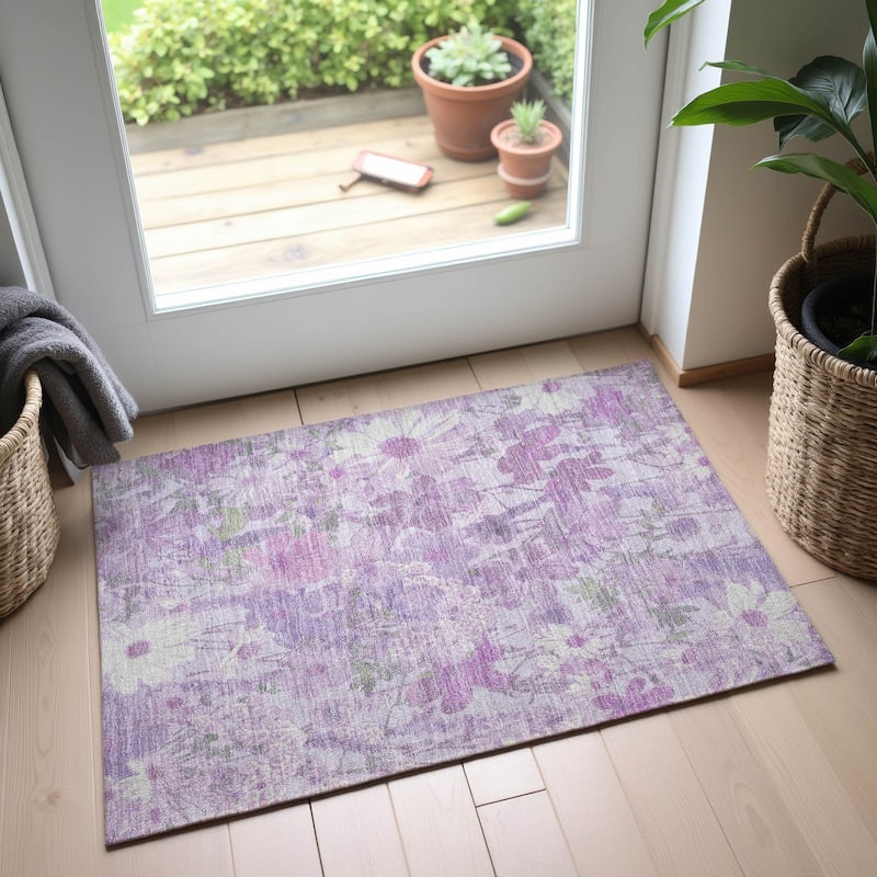 Premium Washable Super Soft Floral Mayfield Rug - Lavender - 1'8" x 2'6"