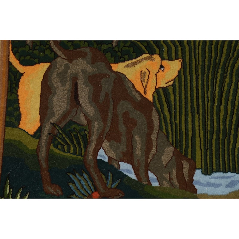 Hand Knotted Oriental 100% Wool Carpet Traditional Pictorial Multi-Colored Tabriz Area Rug - 4' 3'' X 3' 2''