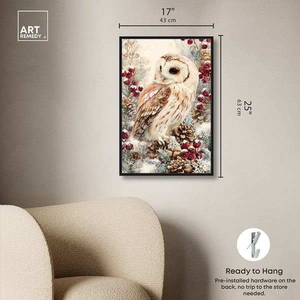 dimension image slide 14 of 24, Christmas Forest Owl III Wall Decor Canvas Print by Art Remedy