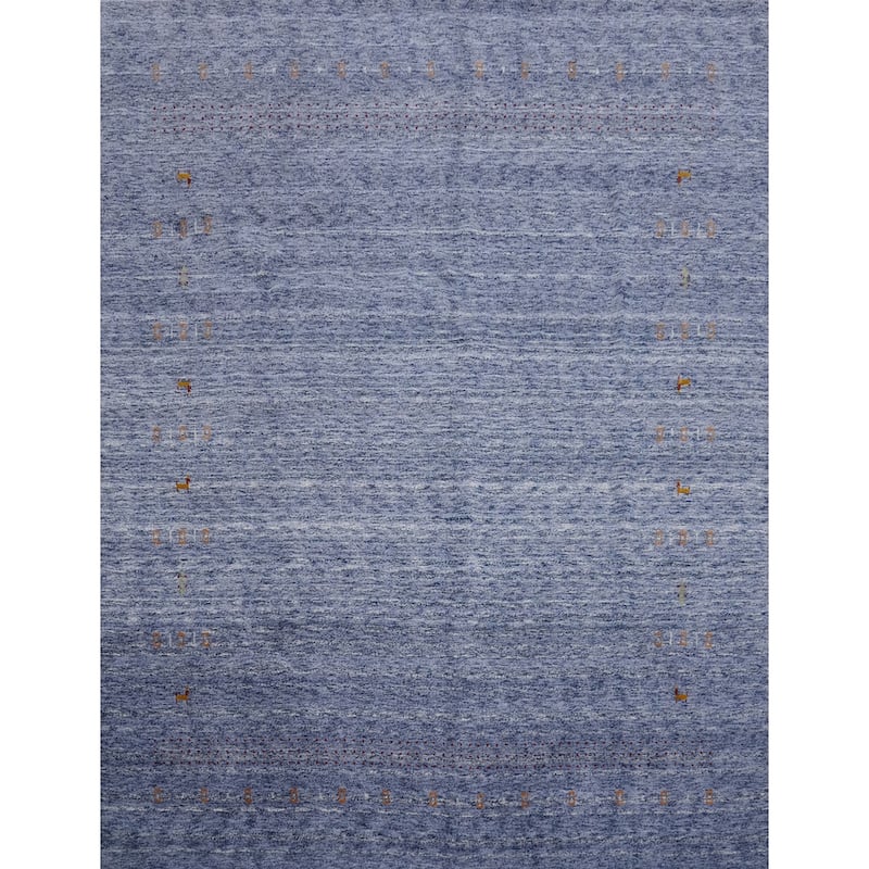 Hand Knotted Oriental 100% Wool Carpet Tribal Animal Pictorial Purples Gabbeh Area Rug - 8' 3'' X 7' 10''