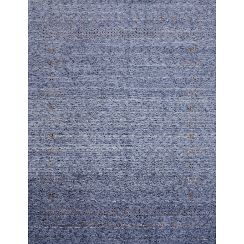 Hand Knotted Oriental 100% Wool Carpet Tribal Animal Pictorial Purples Gabbeh Area Rug - 8' 3'' X 7' 10''