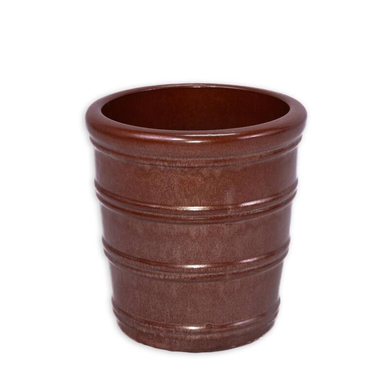Large Ceramic Flower Pot 16 Inch Bean Paste Red Planter with Drainage Hole Frost Resistant Indoor Outdoor Garden Decor