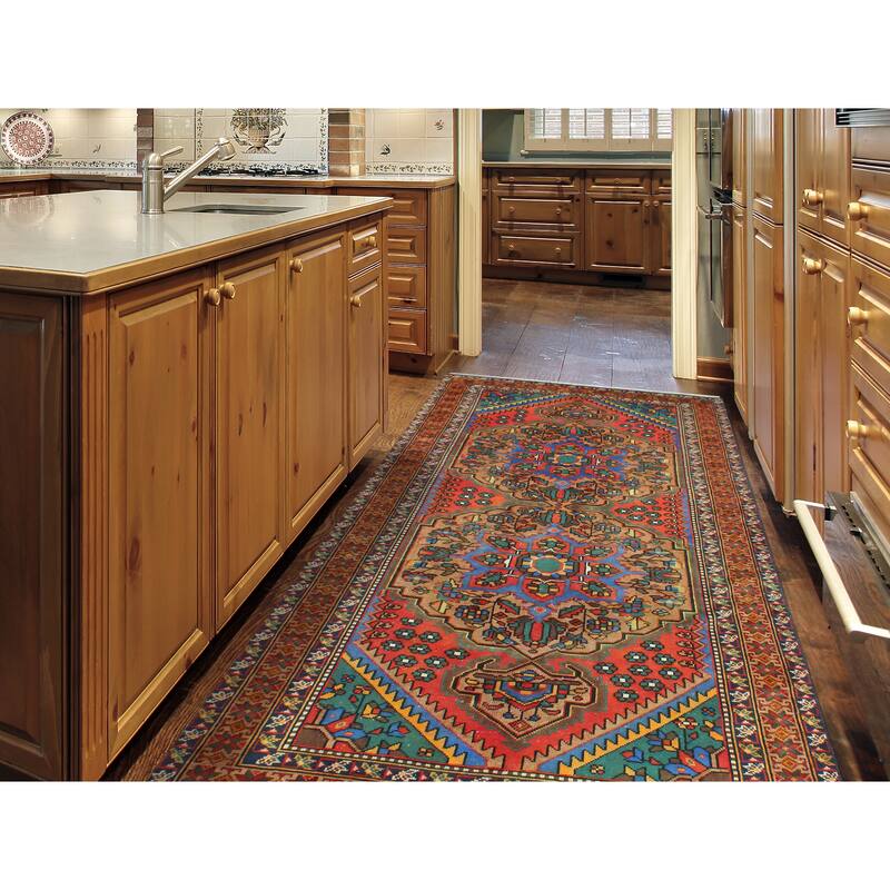 Fine Vintage Distressed Sharlene Beige/Red Runner - 4'8" x 9'6"