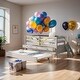 preview thumbnail 36 of 50, Elegant Low Loft Bed Twin Size with Trundle, Full Safety Fence, Climbing ladder and Storage Drawers, Solid & Sturdy, White Grey