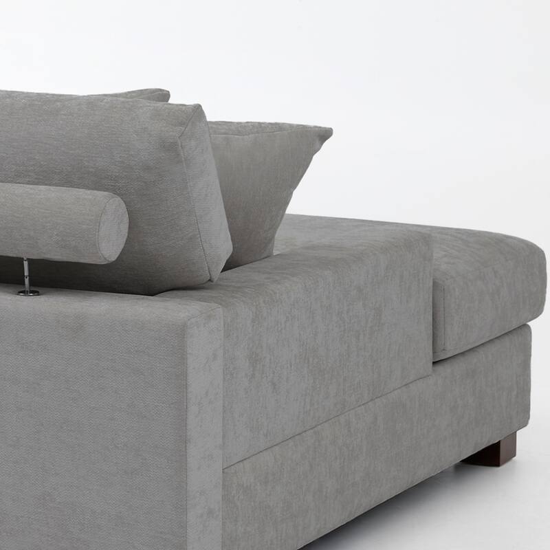 Oversized Chenille Modular Chaise Lounge With Deep Seat