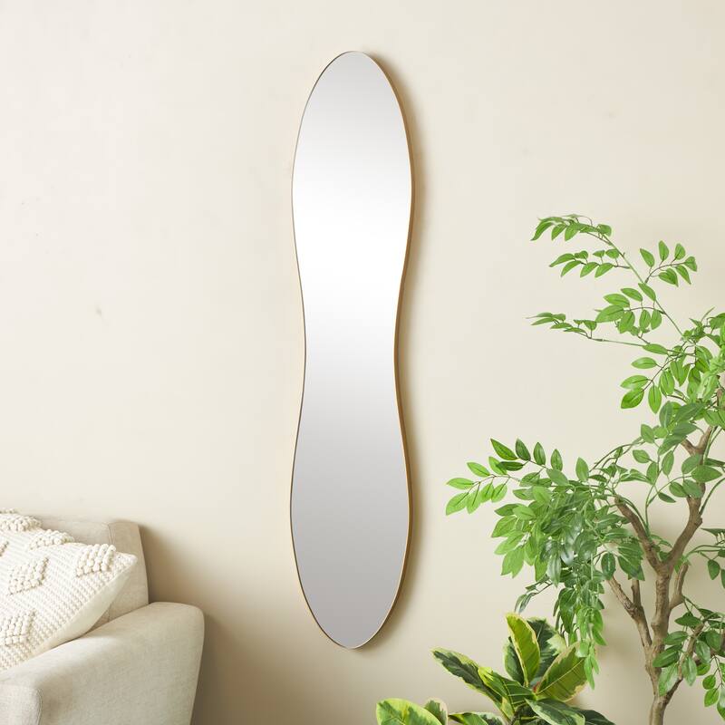 Black or Gold Metal Wavy Room Wall Mirror - Gold