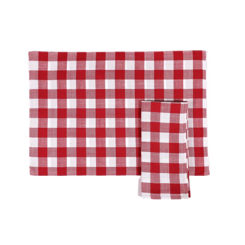 Gingham Check Placemats - Classic 13" x 19" Set of 4