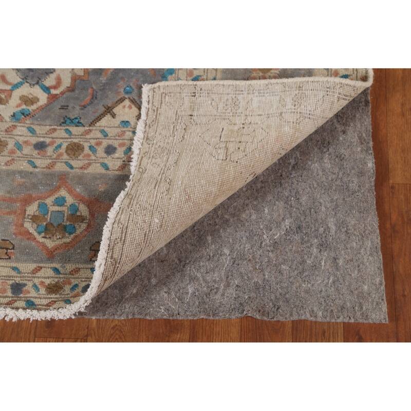 Blue Over-Dyed Tabriz Persian Vintage Rug Hand-Knotted Wool Carpet - 6'9"x 9'9"