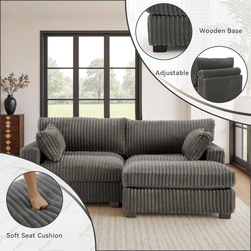 80"W Plush Modular Sectional Sofa with Pillows for Living Room