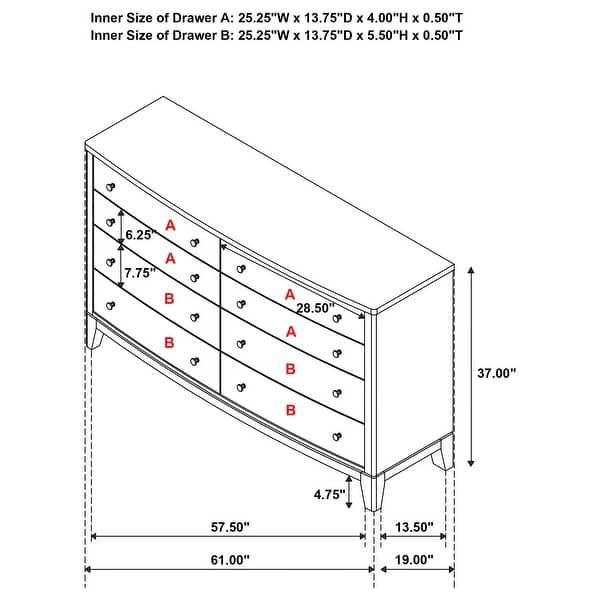 dimension image slide 1 of 2, Granada 8-drawer Dresser and Mirror Natural Pine