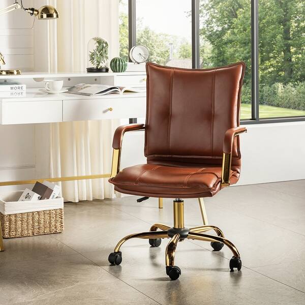 Zarina Modern Faux Leather Swivel Office Desk Chair with Height ...