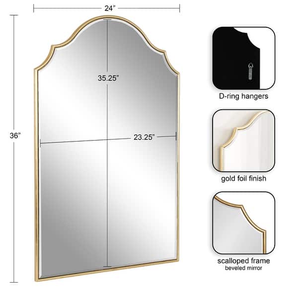 dimension image slide 3 of 14, Kate and Laurel Leanna Framed Arch Wall Mirror